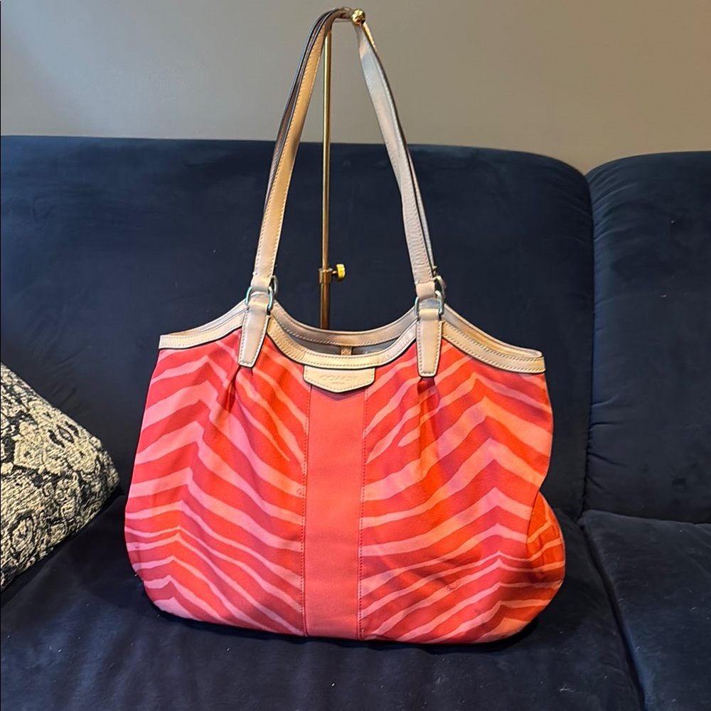 Striped Pink and Red Women's Bag